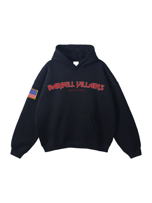 HEAVYWEIGHT “VINCIT QUI SE VINCIT” HOODIE - BLACK / RED