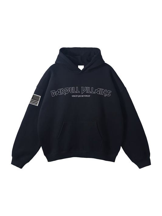 HEAVYWEIGHT “VINCIT QUI SE VINCIT” HOODIE - BLACK / WHITE